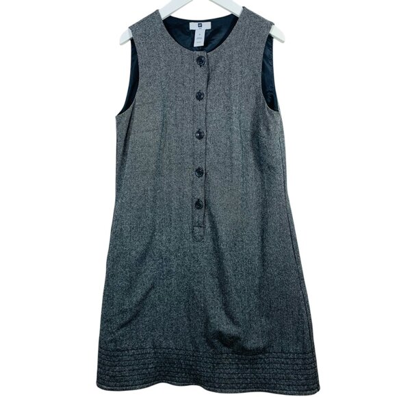 Gap button down shift  dress vintage Gap 2000s wool-blend grey sleeveless size 8 - Picture 1 of 13